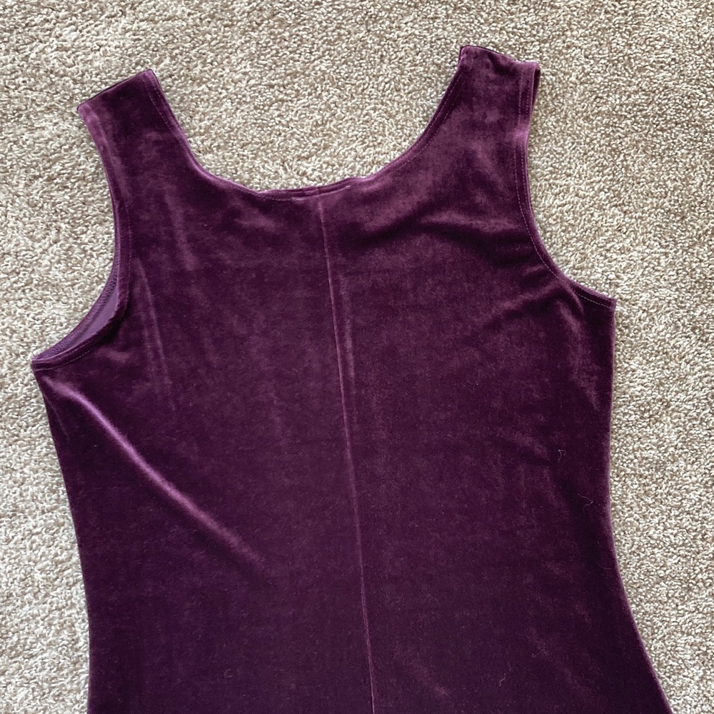 Vintage 90s Purple Stretch Velvet Maxi Sleeveless Dress Whimsigoth Phoebe sz 12 - Picture 6 of 9
